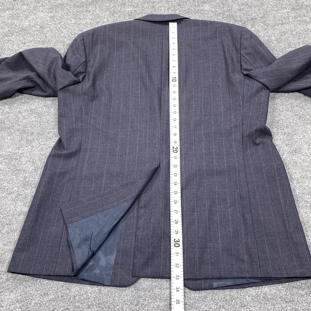 Vintage Chaps Ralph Lauren Suit Jacket Mens 48 Blue Striped Wool 2-Piece‎